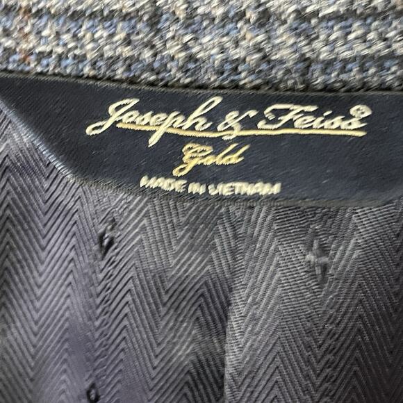 Joseph & Feiss Gold Blazer Sport Coat Gray Blue Windowpane Lambswool Men’s 44S - Picture 13 of 15